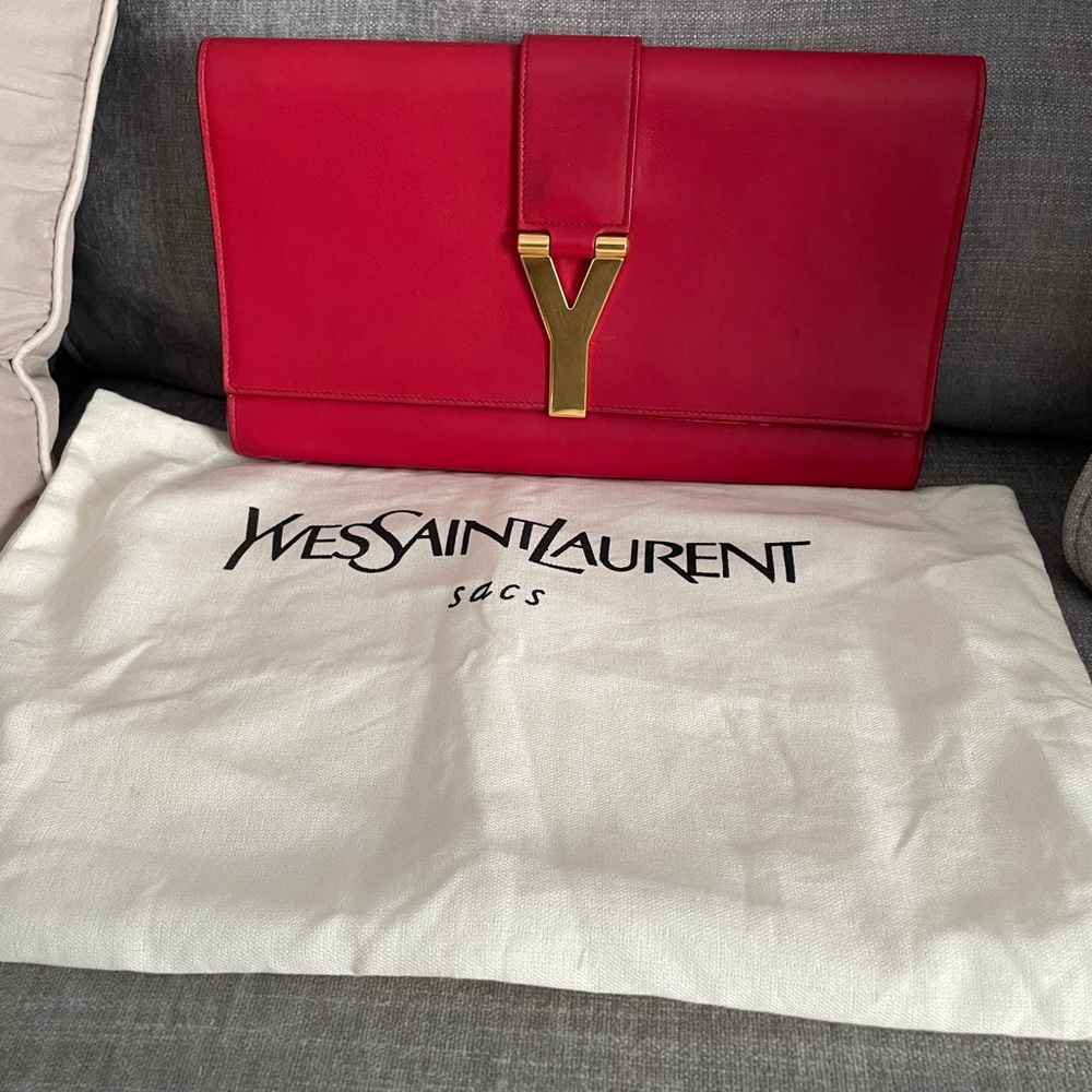 Yves Saint Laurent vintage Vibrant Red Leather Clutch